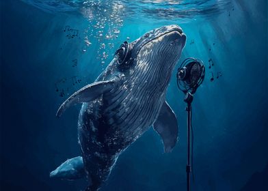 Whale Singing with Microphone