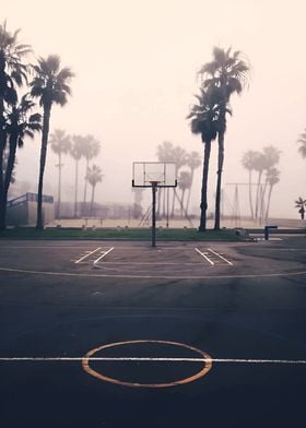 Basketball Court in Fog