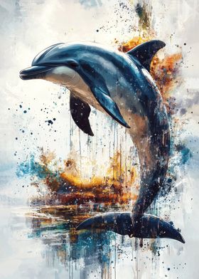 Dolphin Watercolor Art