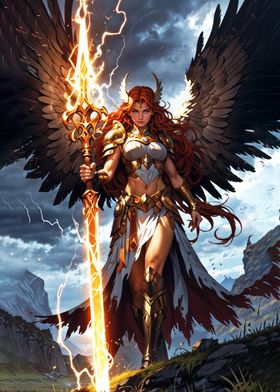 Angelic Warrior with Lightning Staff