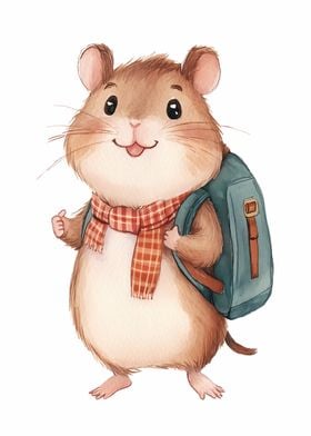 Cute Hamster with Backpack