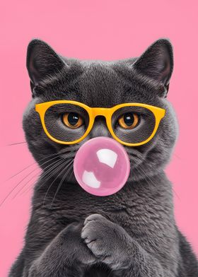 Cat with Bubble Gum