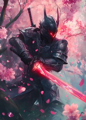 Samurai Warrior with Red Sword