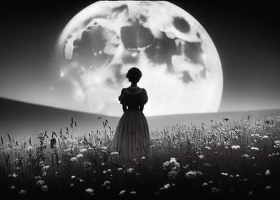 Woman Under Full Moon