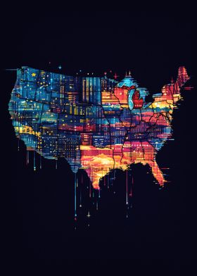 USA Map Pixel Art