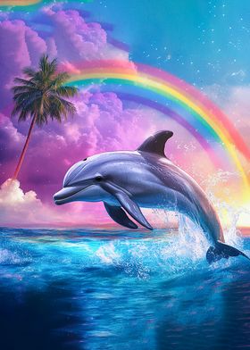 Dolphin Jumping Rainbow