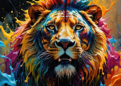 Colorful Lion Portrait