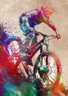 Mountain Biker Watercolor