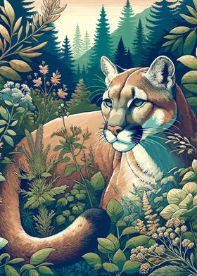 Mountain Lion in Forest