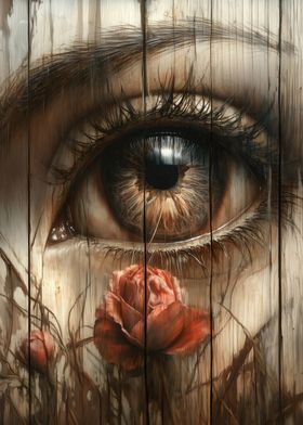 Eye and Rose on Wood - Big Sister