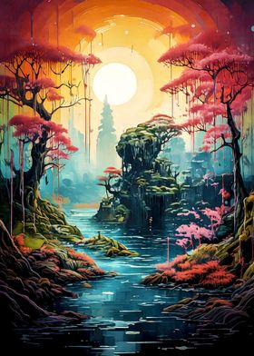 Fantasy River Landscape