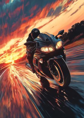 Hayabusa Motorcycle Sunset Ride