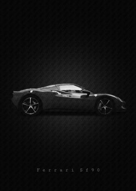 Ferrari SF90 Black and White