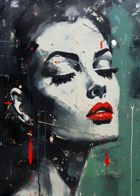 Woman with Red Lips