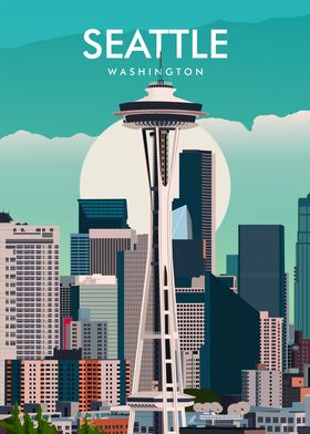 Seattle Washington Travel Print