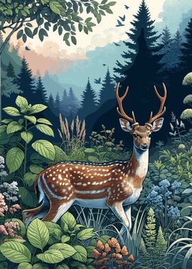 Spotted Deer in a Forest