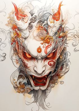 Japanese Demon Mask Art