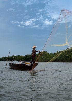 Fisherman Casting Net