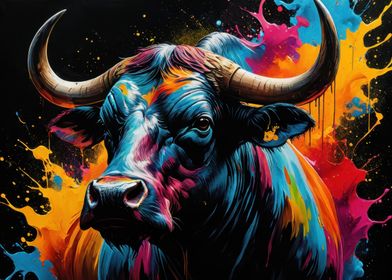 Colorful Bull Painting