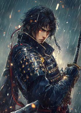 Samurai Warrior in Rain