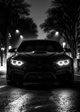 Black BMW  M3 at Night