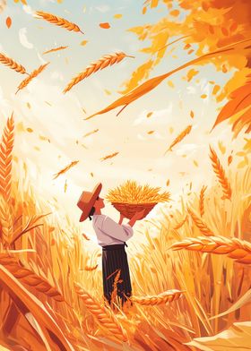 Wheat Harvest Illustration