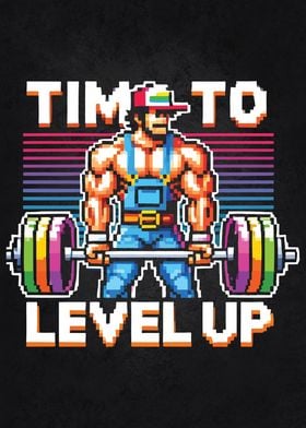 Level Up Video Game Gamer Gym Workout Gaming Fitness Lifting