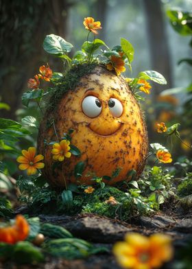 Smiling Potato in Forest