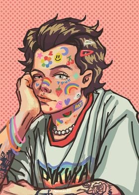 Colorful Portrait with Stickers