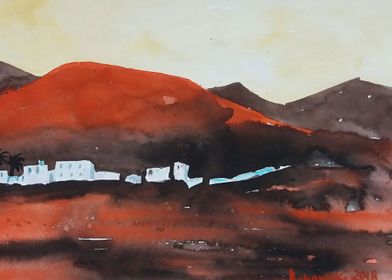 Watercolor Desert Landscape