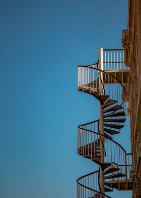 Spiral Staircase Against Blue Sky