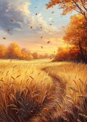 Autumn Wheat Field Path