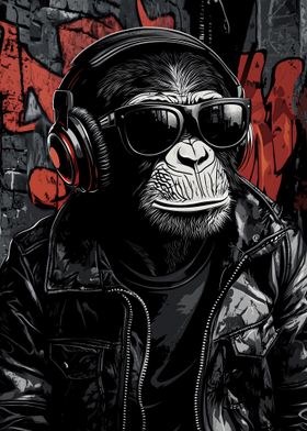 Cool Monkey with Headphones