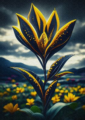 Golden Flower in Field