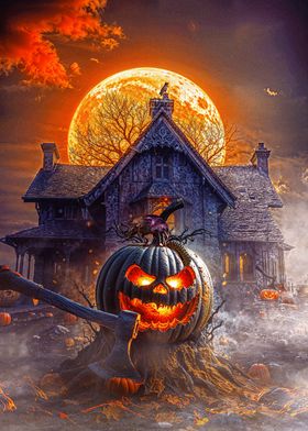 Halloween Pumpkin &amp; Haunted House