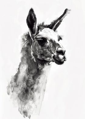 Llama Watercolor Portrait