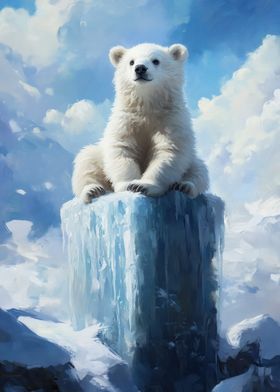 Cute Polar Bear on Iceberg