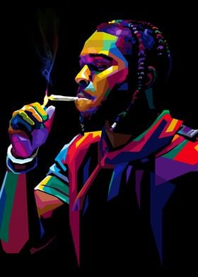 Rapper Smoking Pop Art Portrait