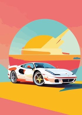 White Ferrari Sunset