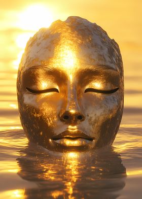 Golden Mask in Water