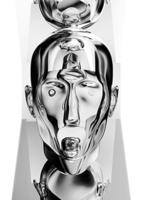 Chrome Head Sculpture