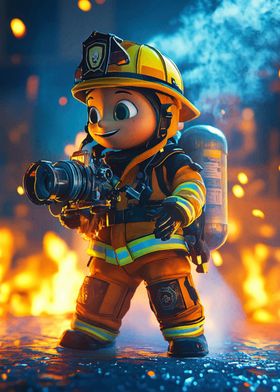 Firefighter Cartoon Character