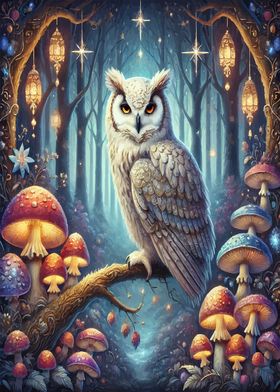 Mystical Owl in Enchanted Forest