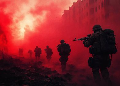 Soldiers in Red Smoke