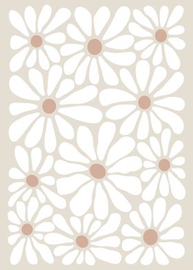 Aesthetic Vintage Flowers Retro Daisy Floral Pattern