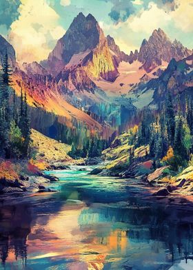 Mountain River Landscape