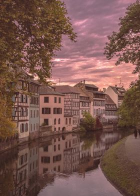 Canalside Houses at Sunset - Petite France - Strasbourg, Alsace, France