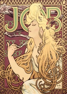 Art Nouveau Woman with Cigarette