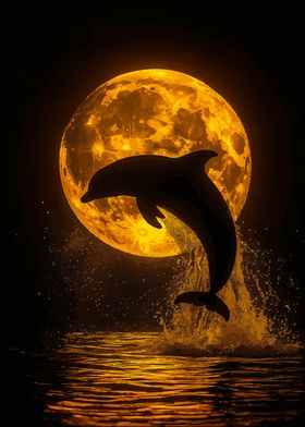 Dolphin Leaping Moon