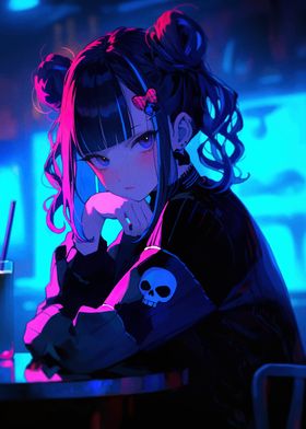 Anime Girl with Skull Patc